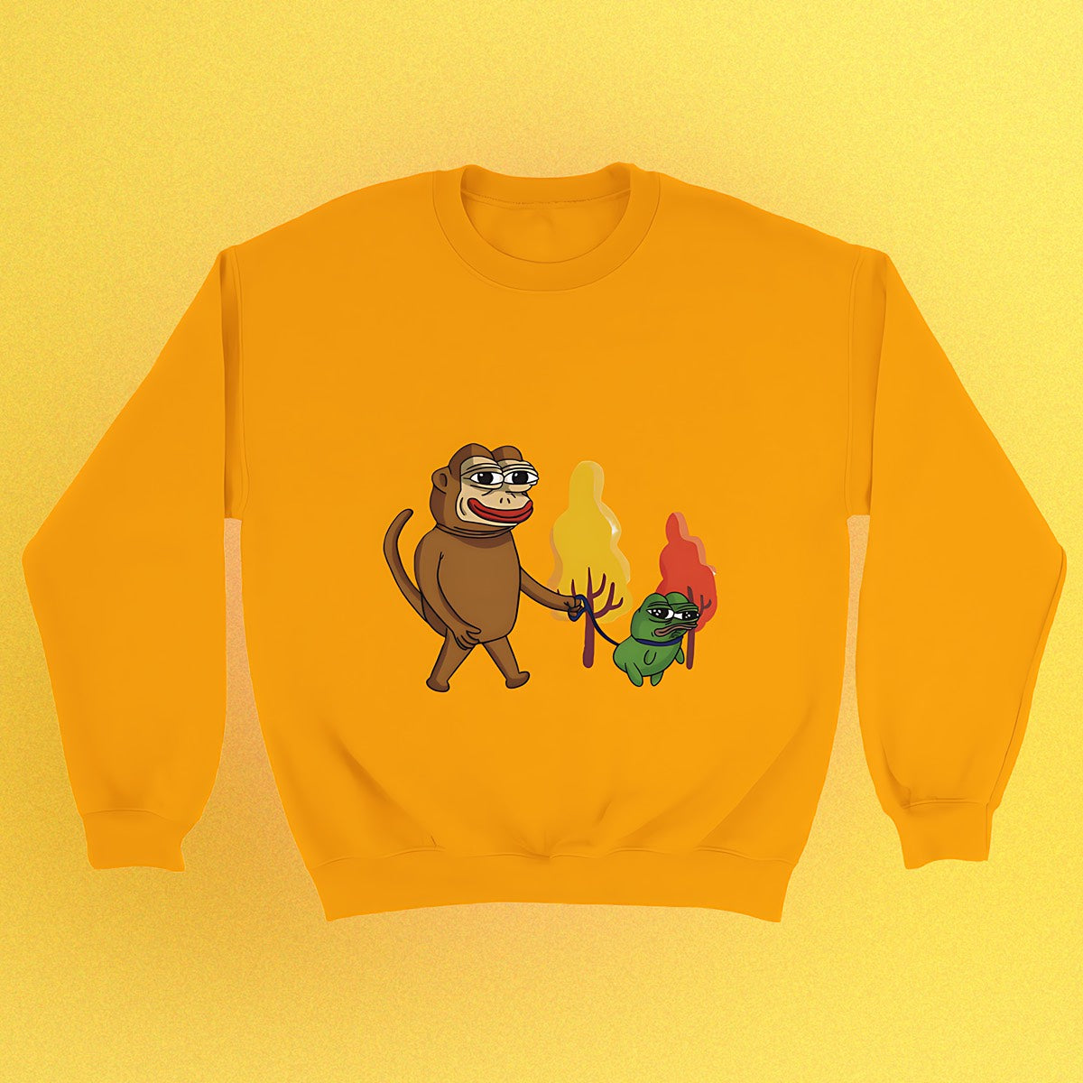 Unisex Basic Pullover mit Ponkewifdog Meme-Print – Ponke & Doge Design auf Front oder Rücken
