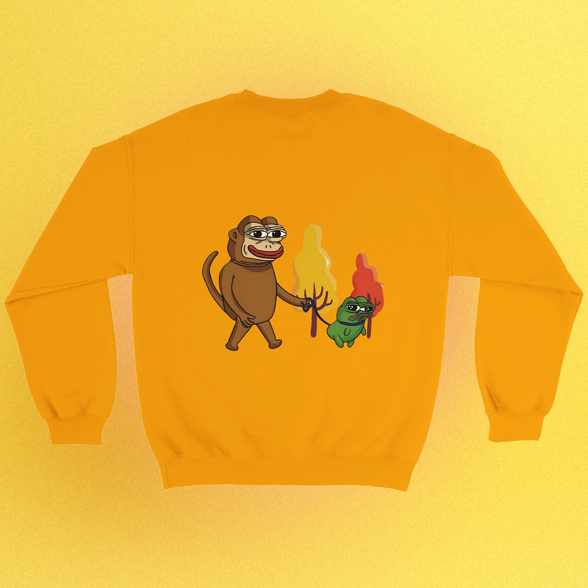 Unisex Basic Pullover mit Ponkewifdog Meme-Print – Ponke & Doge Design auf Front oder Rücken

