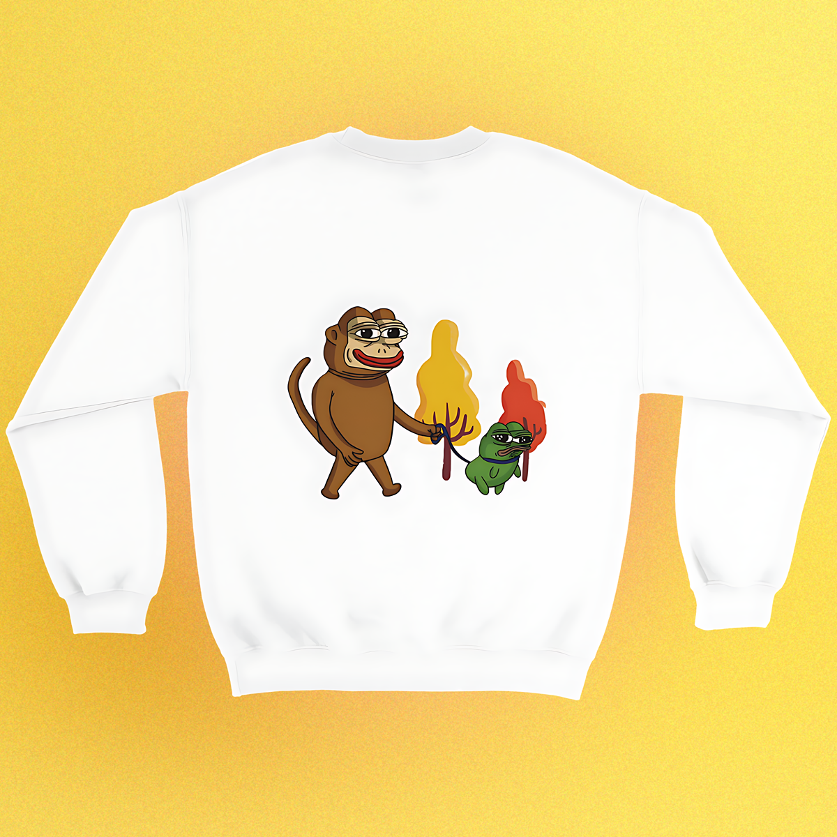 Unisex Basic Pullover mit Ponkewifdog Meme-Print – Ponke & Doge Design auf Front oder Rücken
