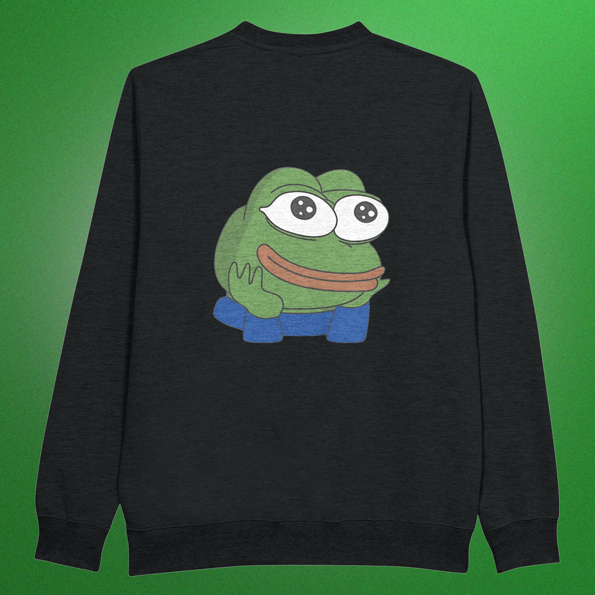 Unisex Premium Pullover mit klassischem Pepe Meme – hochwertiger Sweater mit Front- oder Backprint
