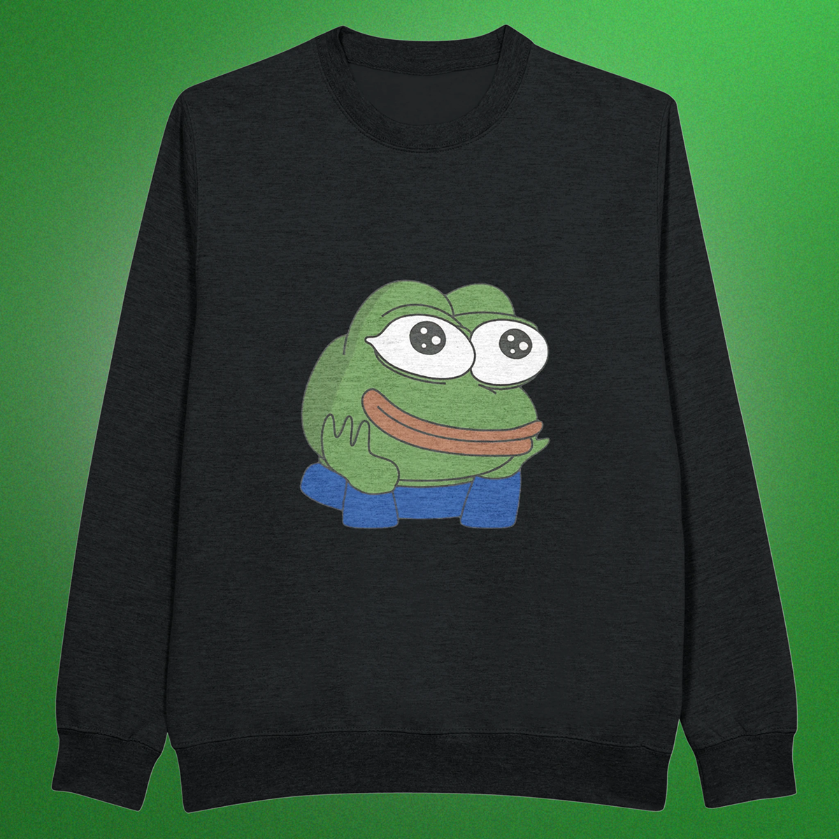 Unisex Premium Pullover mit klassischem Pepe Meme – hochwertiger Sweater mit Front- oder Backprint
