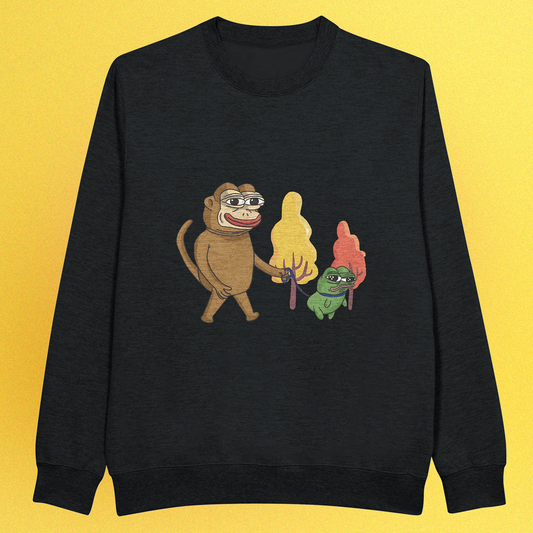 Unisex Premium Pullover mit Ponkewifdog Meme-Print – Ponke & Doge Design, hochwertiger Stoff & moderner Schnitt
