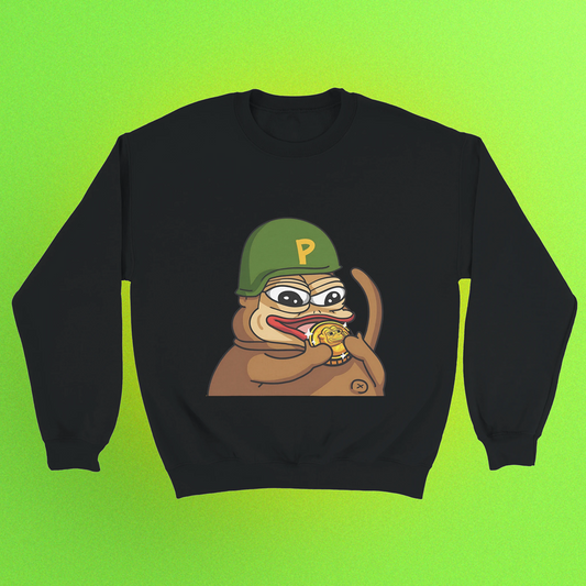 Unisex Pullover mit Ponke Helmet Meme-Print – Basic Fit in Schwarz mit Front- oder Backdesign
