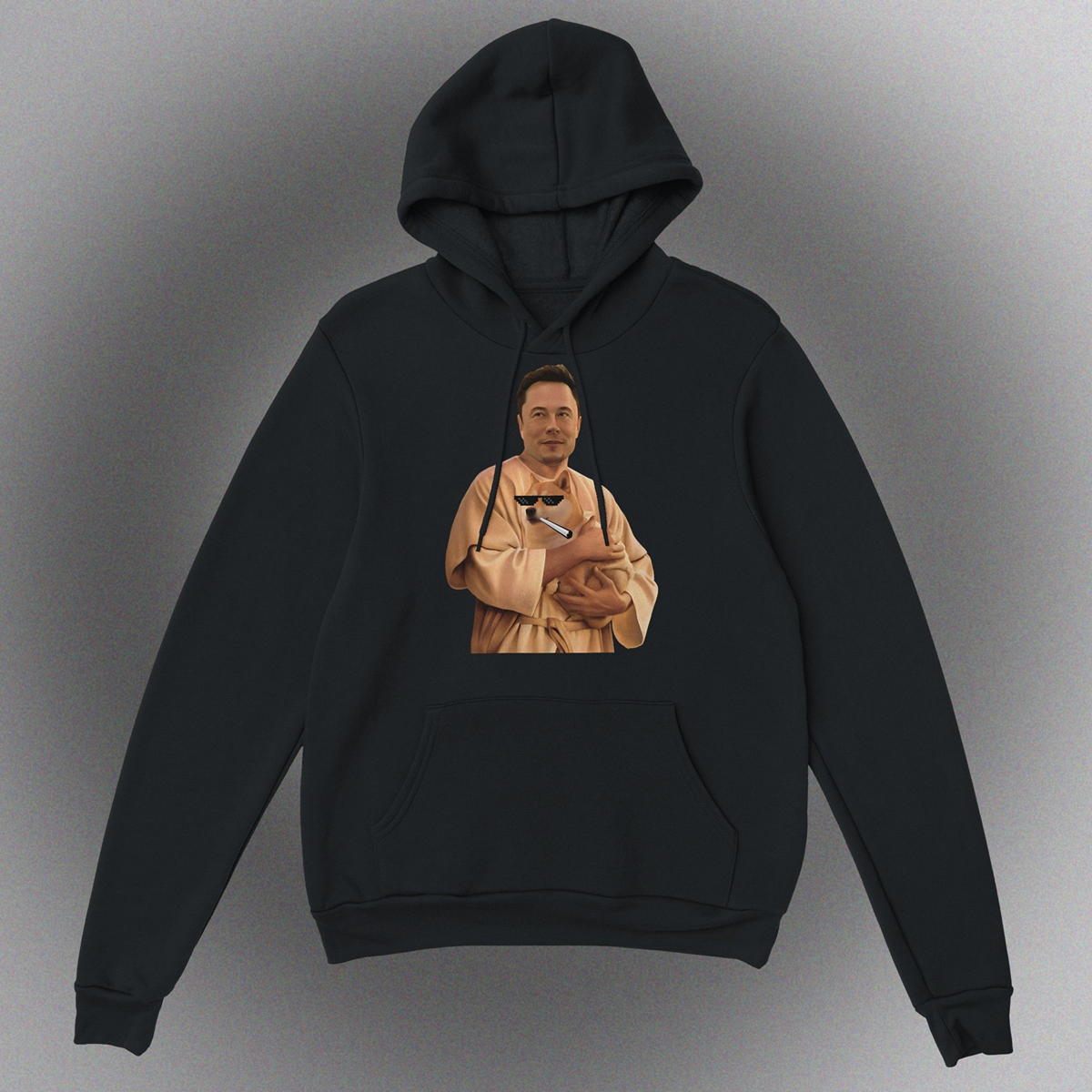 Unisex Hoodie mit Doge Father Meme – "The Dogefather" Motiv inspiriert von Elon Musk, Front- oder Backprint
