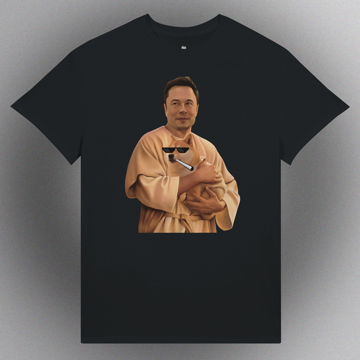 Unisex T-Shirt mit Doge Father Meme – "The Dogefather" Motiv als Front- oder Backprint
