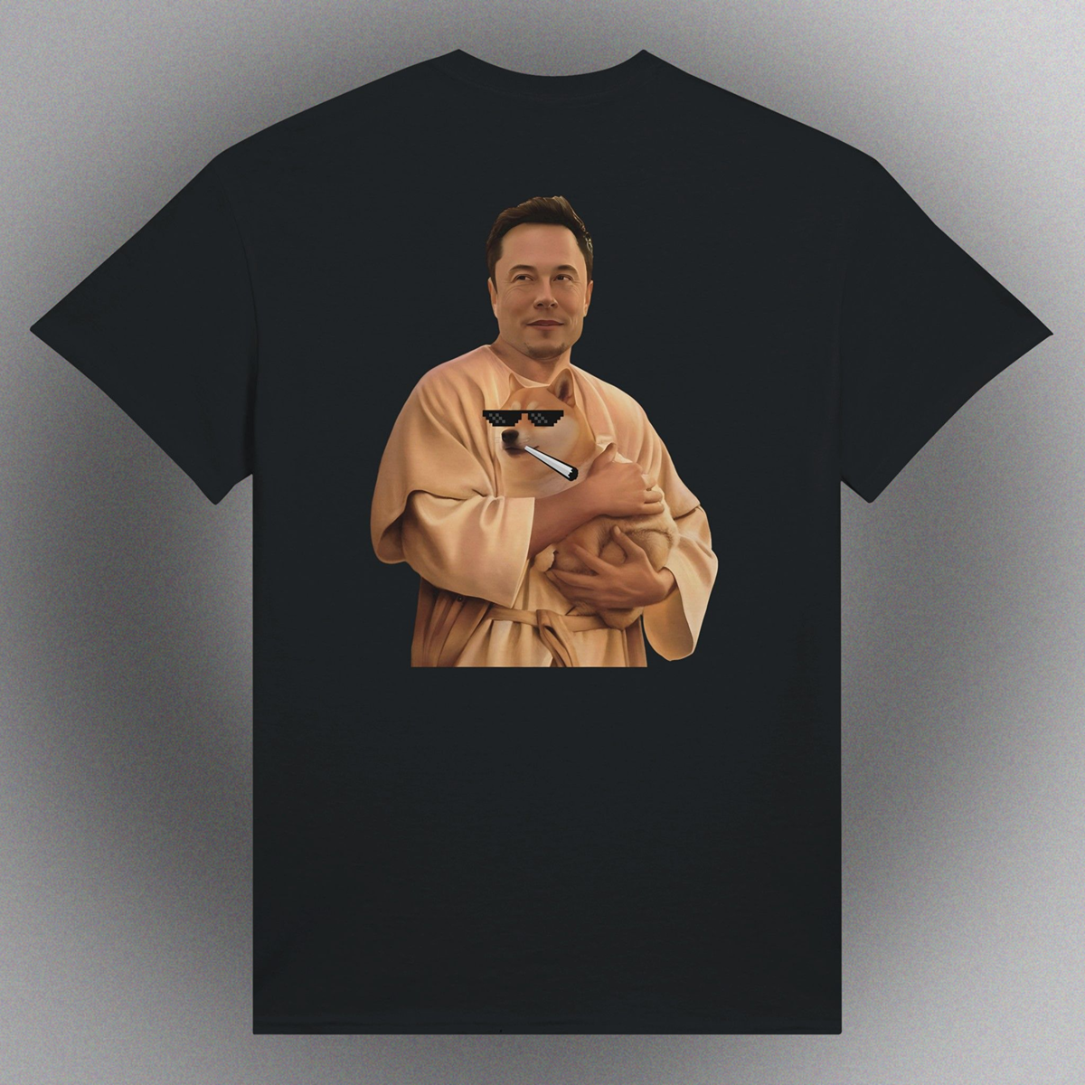Unisex T-Shirt mit Doge Father Meme – "The Dogefather" Motiv als Front- oder Backprint
