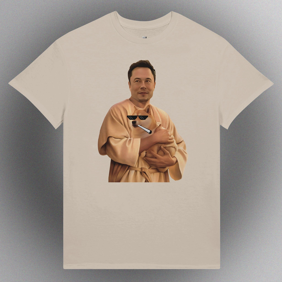 Unisex T-Shirt mit Doge Father Meme – "The Dogefather" Motiv als Front- oder Backprint
