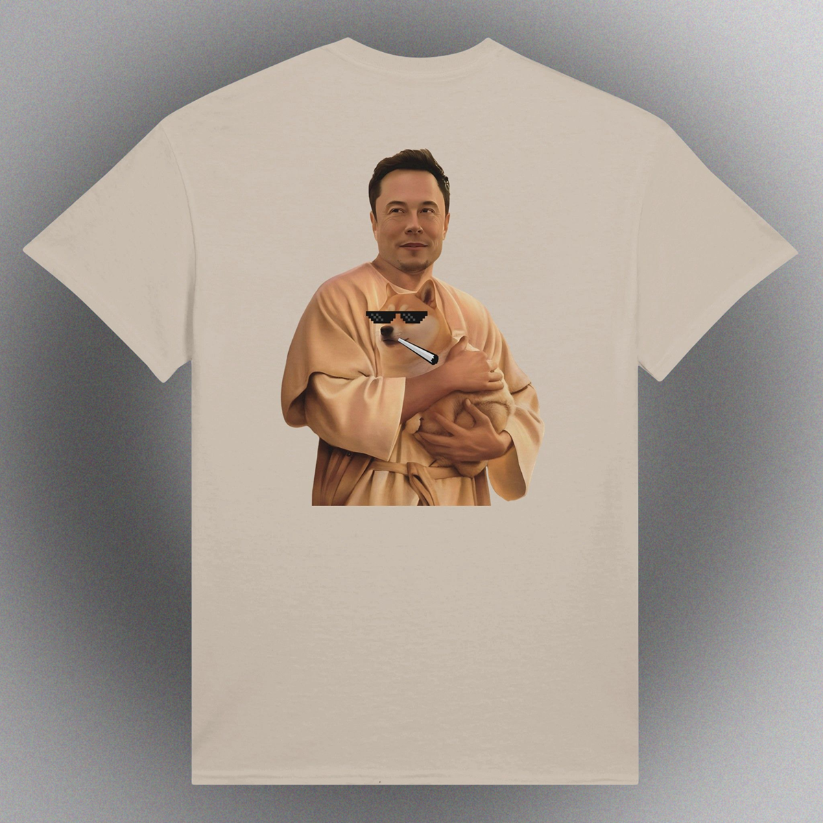 Unisex T-Shirt mit Doge Father Meme – "The Dogefather" Motiv als Front- oder Backprint
