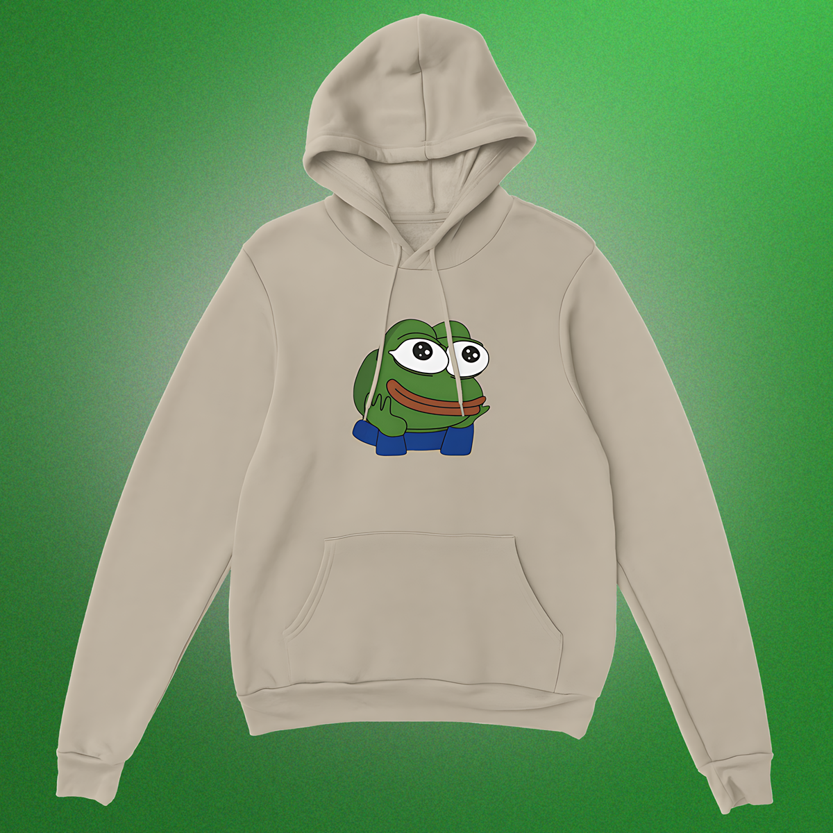 Unisex Hoodie mit klassischem Pepe Meme Motiv – schlichtes Design mit Front- oder Backprint
