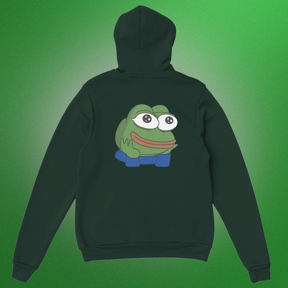 Unisex Hoodie mit klassischem Pepe Meme Motiv – schlichtes Design mit Front- oder Backprint
