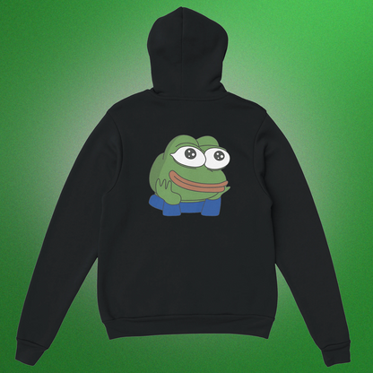 Unisex Hoodie mit klassischem Pepe Meme Motiv – schlichtes Design mit Front- oder Backprint
