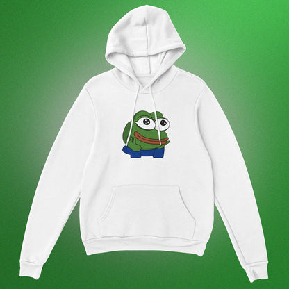 Unisex Hoodie mit klassischem Pepe Meme Motiv – schlichtes Design mit Front- oder Backprint
