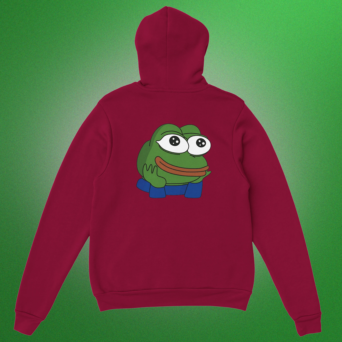 Unisex Hoodie mit klassischem Pepe Meme Motiv – schlichtes Design mit Front- oder Backprint
