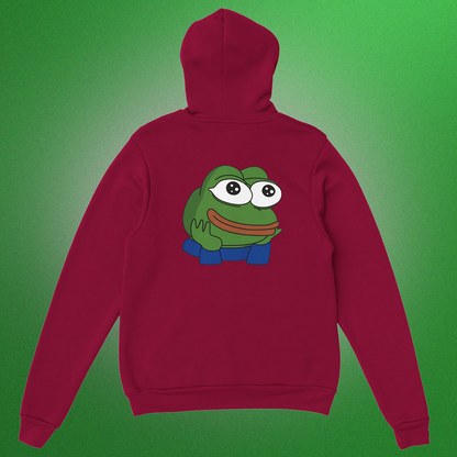 Unisex Hoodie mit klassischem Pepe Meme Motiv – schlichtes Design mit Front- oder Backprint
