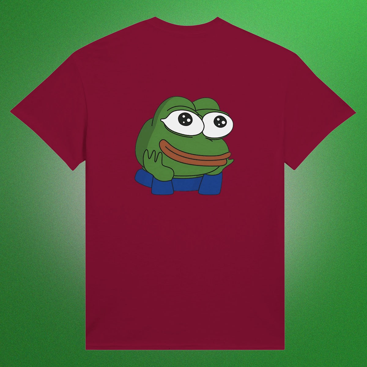 Unisex T-Shirt mit klassischem Pepe Meme Motiv – schlichtes Design mit Front- oder Backprint
