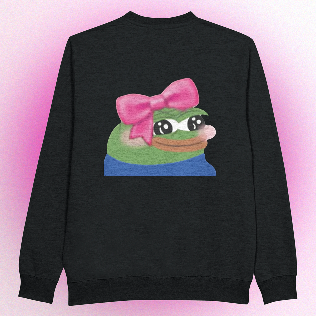 Unisex Premium Pullover mit Cute Pepe Meme-Design – hochwertiger Stoff & süßes Motiv, erhältlich mit Front- oder Backprint
