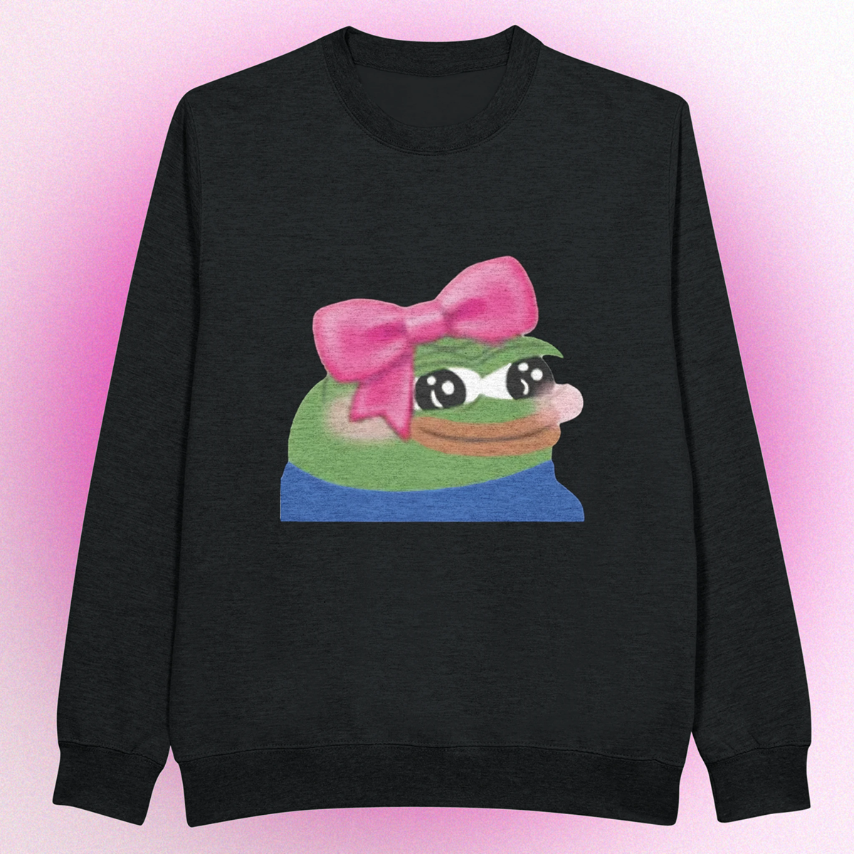 Unisex Premium Pullover mit Cute Pepe Meme-Design – hochwertiger Stoff & süßes Motiv, erhältlich mit Front- oder Backprint
