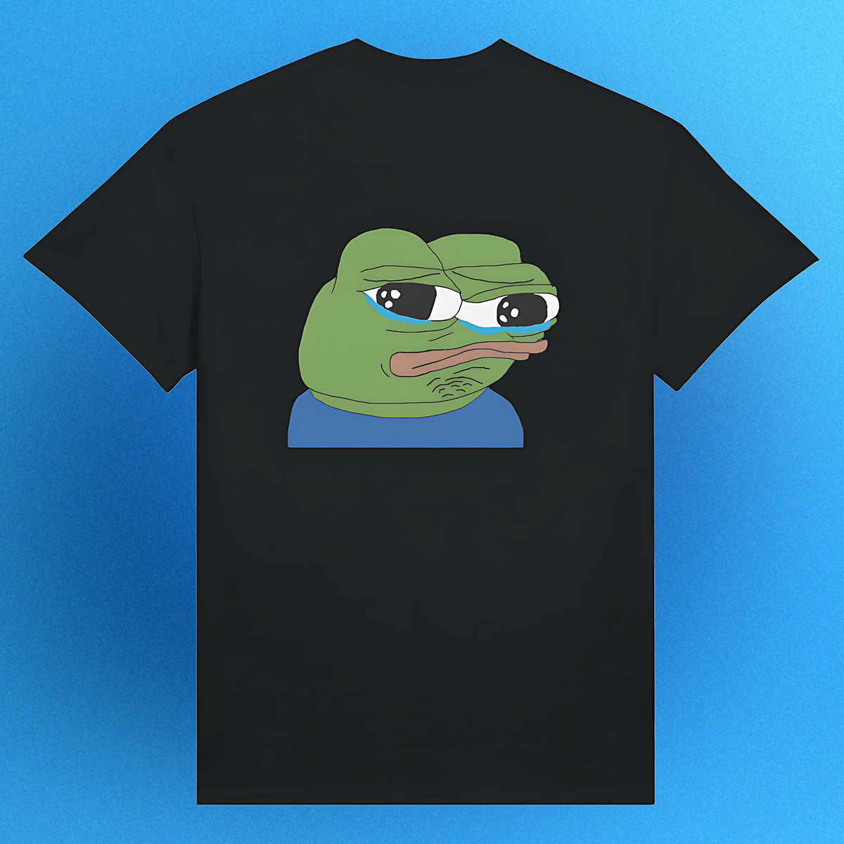 Unisex T-Shirt mit Sad Pepe Print – ikonisches Meme-Motiv als Front- oder Backprint

