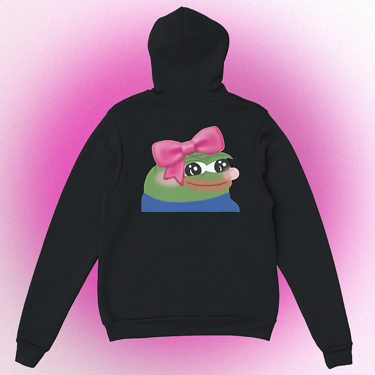 Unisex Hoodie mit süßem Pepe Meme – Cute Pepe Design mit Front- oder Backprint, erhältlich bei MyMemeMerch
