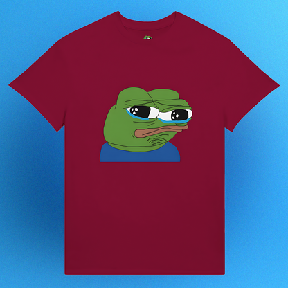 Unisex T-Shirt mit Sad Pepe Print – ikonisches Meme-Motiv als Front- oder Backprint
