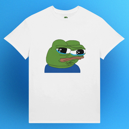 Unisex T-Shirt mit Sad Pepe Print – ikonisches Meme-Motiv als Front- oder Backprint
