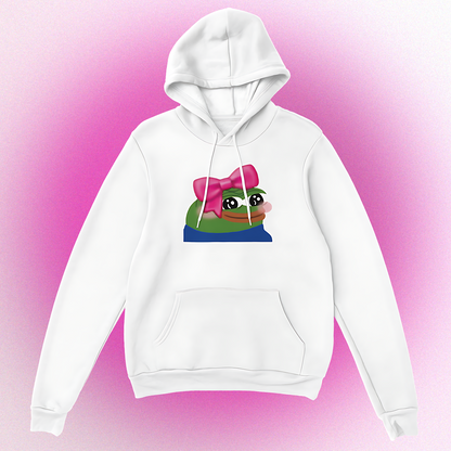 Unisex Hoodie mit süßem Pepe Meme – Cute Pepe Design mit Front- oder Backprint, erhältlich bei MyMemeMerch
