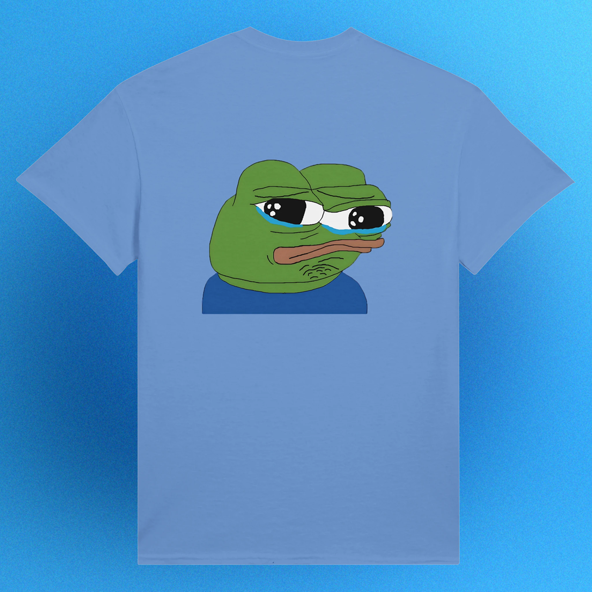 Unisex T-Shirt mit Sad Pepe Print – ikonisches Meme-Motiv als Front- oder Backprint
