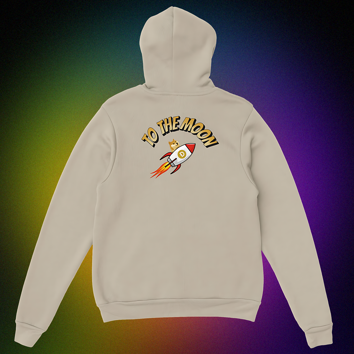 Unisex Hoodie mit beidseitigem „To the Moon V1“ Motiv – Doge in Rakete zum Mond im Original-Design
