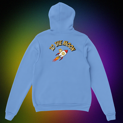 Unisex Hoodie mit beidseitigem „To the Moon V1“ Motiv – Doge in Rakete zum Mond im Original-Design
