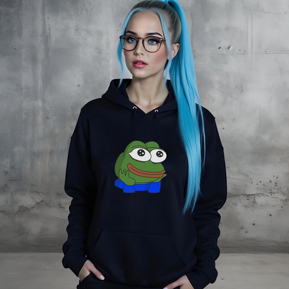Unisex Hoodie mit klassischem Pepe Meme Motiv – schlichtes Design mit Front- oder Backprint
