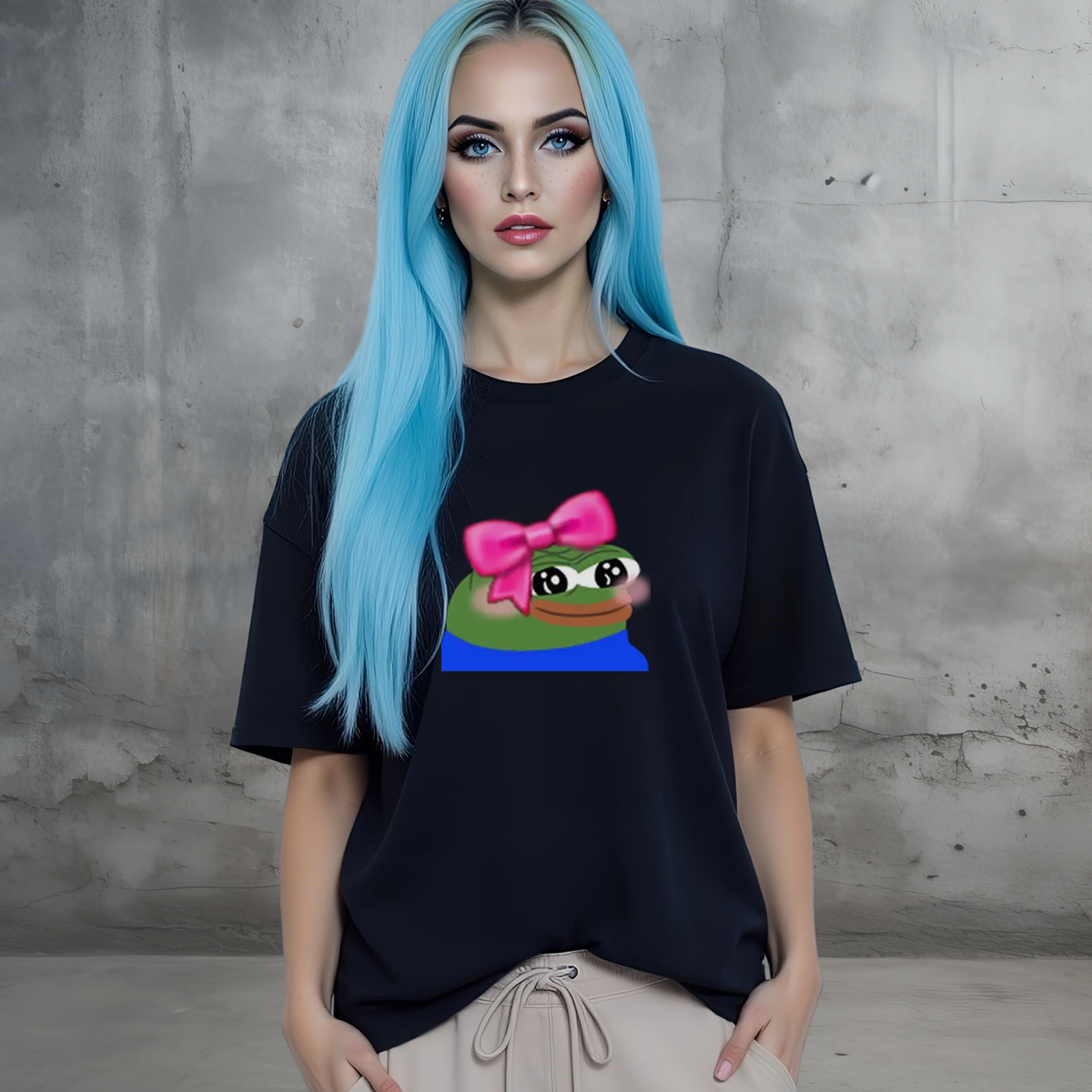 Unisex T-Shirt mit süßem Pepe Meme Print – Cute Pepe Design mit Front- oder Backprint
